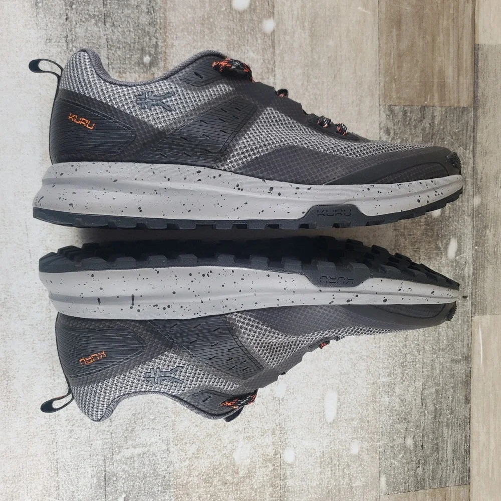 Kuru Atom Mens Hiking Shoes Sz 8.5 M Lead Gray Orange Spice Mesh Lace Up Sneaker